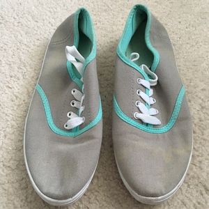 Grey and blue sneakers